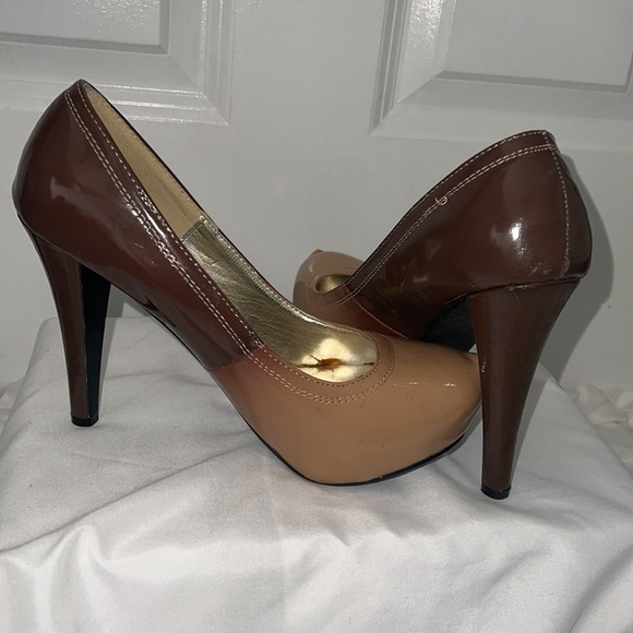 Two toned platform heels, nude and brown - Picture 7 of 8